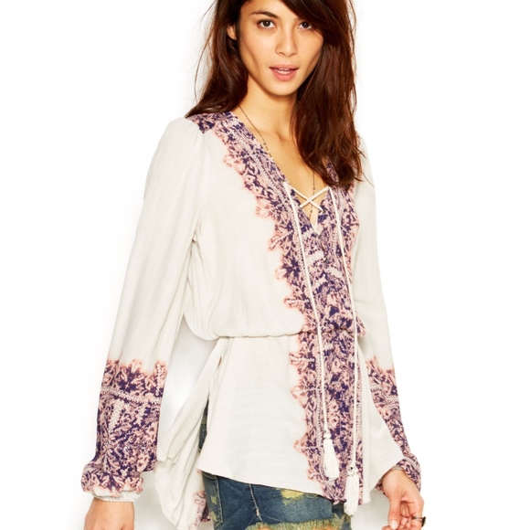 Free People~Wildest Moment~Purple~Peasant Blouse~S - Picture 1 of 7